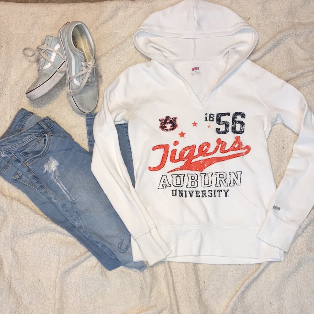 White V-Neck Auburn University Sweatshirt